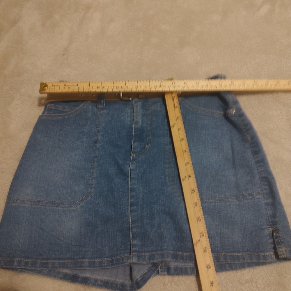 Gloria Vanderbilt Denim Mini Skort Womens 6 Blue High Rise Patch Pockets